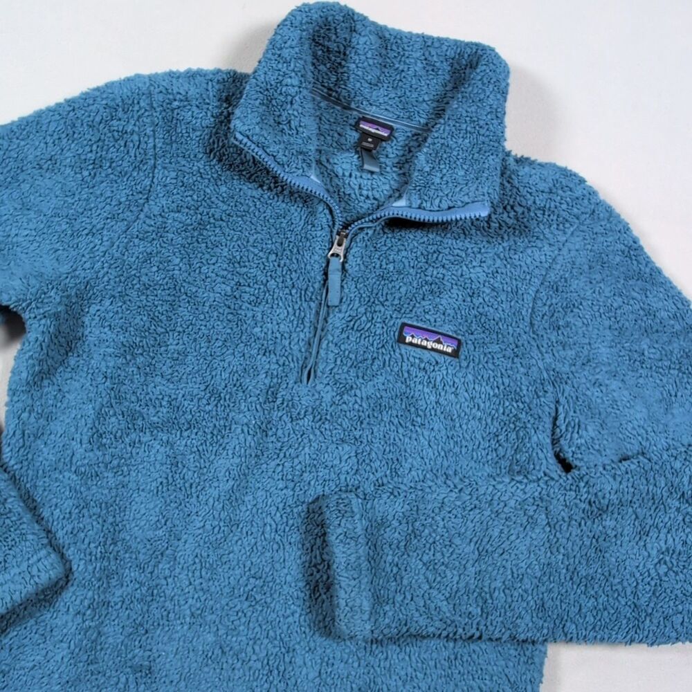 Patagonia Women Sweater Medium Blue Los Gatos 1/4 Zip Fleece Pullover Sweatshirt